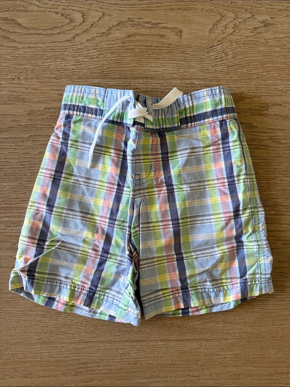 Janie and Jack Boys Pastel Plaid Swim Trunks 3T
